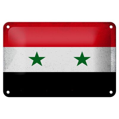 Targa in metallo Bandiera Siria 18x12 cm Bandiera della Siria Decorazione vintage