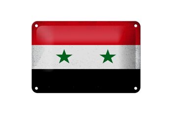 Drapeau en étain de la Syrie, 18x12cm, drapeau de la Syrie, décoration Vintage 1