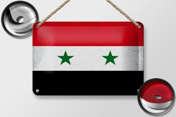 Drapeau en étain de la Syrie, 18x12cm, drapeau de la Syrie, décoration Vintage 2