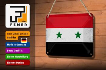 Drapeau en étain de la Syrie, 18x12cm, drapeau de la Syrie, décoration Vintage 3