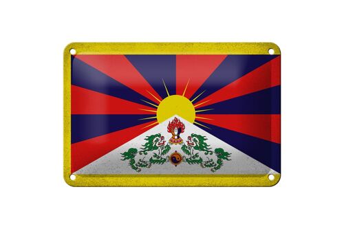 Blechschild Flagge Tibet 18x12cm Flag of Tibet Vintage Dekoration