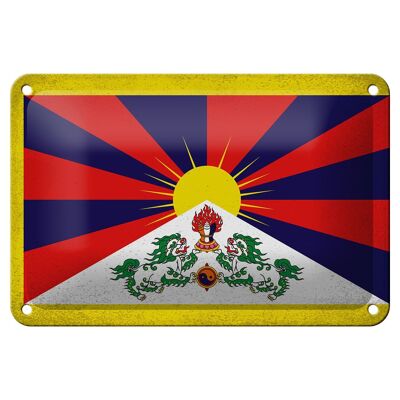 Blechschild Flagge Tibet 18x12cm Flag of Tibet Vintage Dekoration