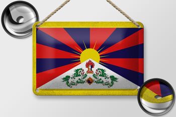 Drapeau du Tibet en étain, 18x12cm, décoration Vintage 2