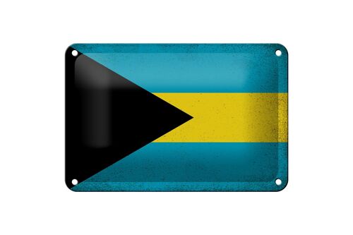 Blechschild Flagge Bahama 18x12cm Flag of Bahamas Vintage Dekoration