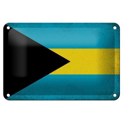 Cartel de hojalata Bandera de Bahamas, 18x12cm, bandera de Bahamas, decoración Vintage