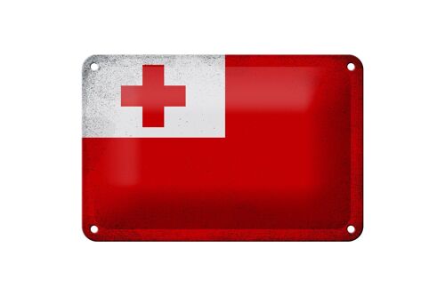 Blechschild Flagge Tonga 18x12cm Flag of Tonga Vintage Dekoration