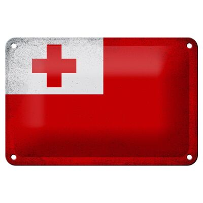 Blechschild Flagge Tonga 18x12cm Flag of Tonga Vintage Dekoration