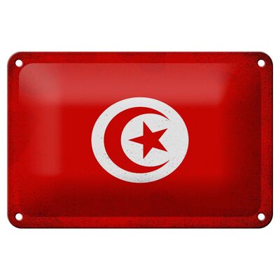 Tin sign flag Tunisia 18x12cm Flag of Tunisia Vintage Decoration