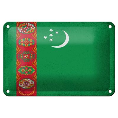 Targa in metallo Bandiera Turkmenistan 18x12 cm Bandiera Decorazione vintage