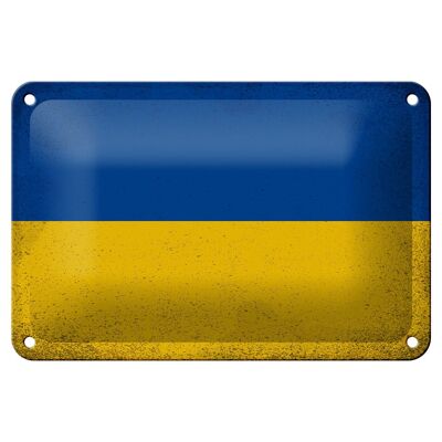 Cartel de chapa con bandera de Ucrania, 18x12cm, bandera de Ucrania, decoración Vintage
