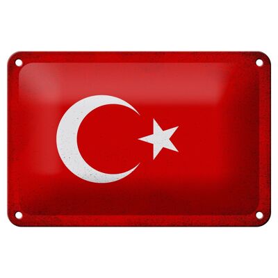 Targa in metallo Bandiera Türkiye 18x12 cm Bandiera della Turchia Decorazione vintage