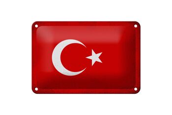 Drapeau en étain Türkiye 18x12cm, drapeau de la turquie, décoration Vintage 1