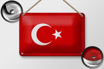 Drapeau en étain Türkiye 18x12cm, drapeau de la turquie, décoration Vintage 2