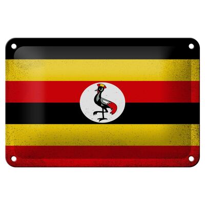 Targa in metallo Bandiera Uganda 18x12 cm Bandiera dell'Uganda Decorazione vintage