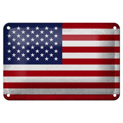 Targa in metallo Bandiera Stati Uniti 18x12 cm Bandiera Decorazione vintage
