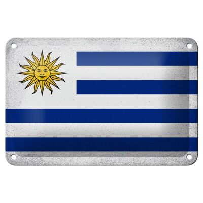 Cartel de chapa con bandera de Uruguay, 18x12cm, bandera de Uruguay, decoración Vintage