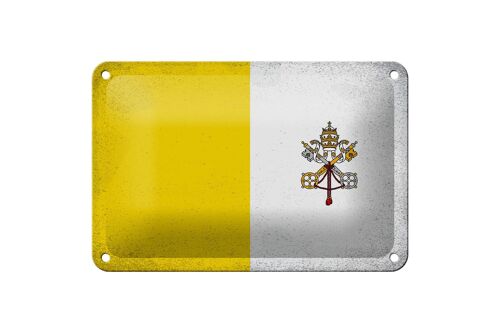Blechschild Flagge Vatikanstadt 18x12cm Vatican Vintage Dekoration