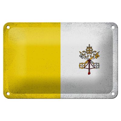 Targa in metallo Bandiera Città del Vaticano 18x12 cm Decorazione Vatican Vintage