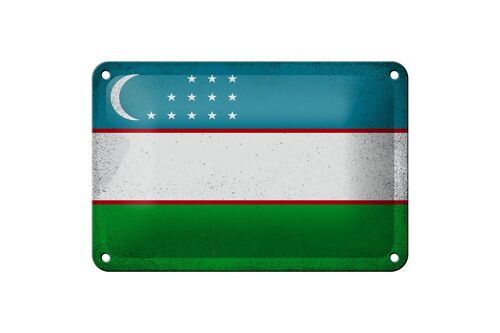 Blechschild Flagge Usbekistan 18x12cm Uzbekistan Vintage Dekoration