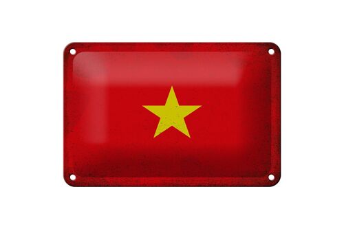 Blechschild Flagge Vietnam 18x12cm Flag of Vietnam Vintage Dekoration