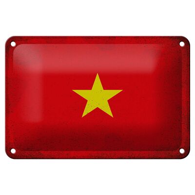 Targa in metallo Bandiera Vietnam 18x12 cm Bandiera del Vietnam Decorazione vintage