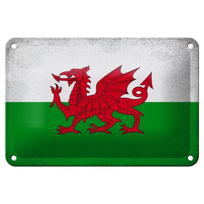 Signe en étain drapeau du pays de Galles 18x12cm, décoration Vintage