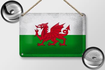 Signe en étain drapeau du pays de Galles 18x12cm, décoration Vintage 2