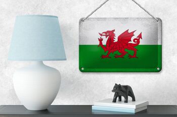 Signe en étain drapeau du pays de Galles 18x12cm, décoration Vintage 4