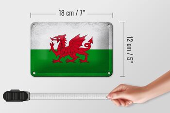 Signe en étain drapeau du pays de Galles 18x12cm, décoration Vintage 5