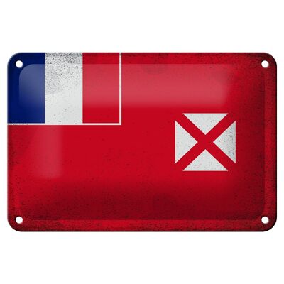 Blechschild Flagge Wallis und Futuna 18x12cm Wallis Vintage Dekoration