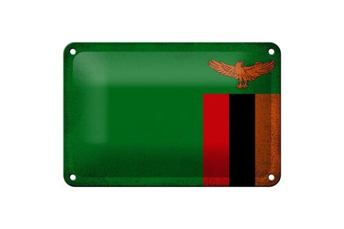 Blechschild Flagge Sambia 18x12cm Flag of Zambia Vintage Dekoration