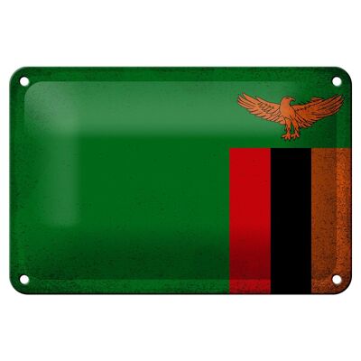 Targa in metallo Bandiera Zambia 18x12 cm Bandiera dello Zambia Decorazione vintage