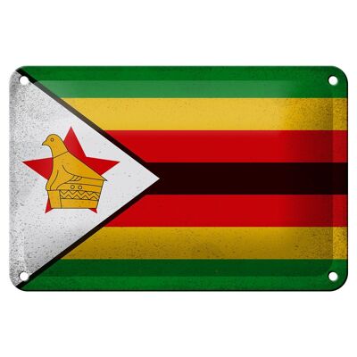 Targa in metallo Bandiera Zimbabwe 18x12 cm Bandiera Zimbabwe Decorazione vintage
