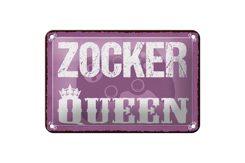 Blechschild Spruch 18x12cm Zocker Queen Gamer Dekoration