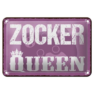 Targa in metallo con scritta "Gambler Queen" decorazione 18x12 cm