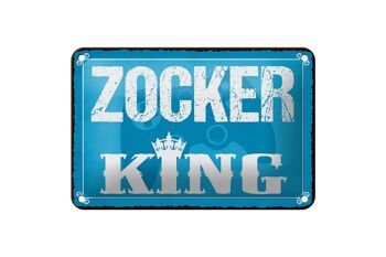 Panneau en étain disant 18x12cm, décoration Zocker King Gamer 1