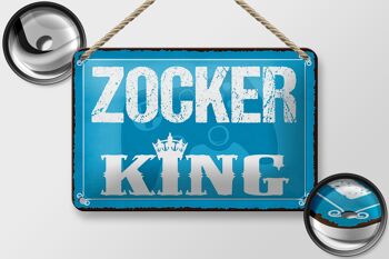 Panneau en étain disant 18x12cm, décoration Zocker King Gamer 2