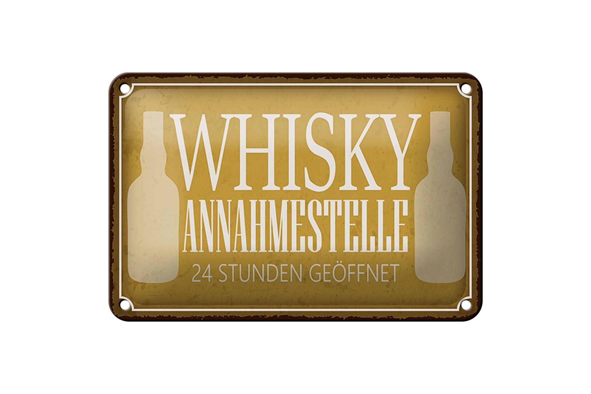 Blechschild Spruch 18x12cm Whisky Annahmestelle 24 Stunden Dekoration