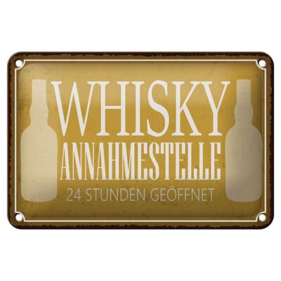 Metal sign saying 18x12cm Whisky collection point 24 hours decoration