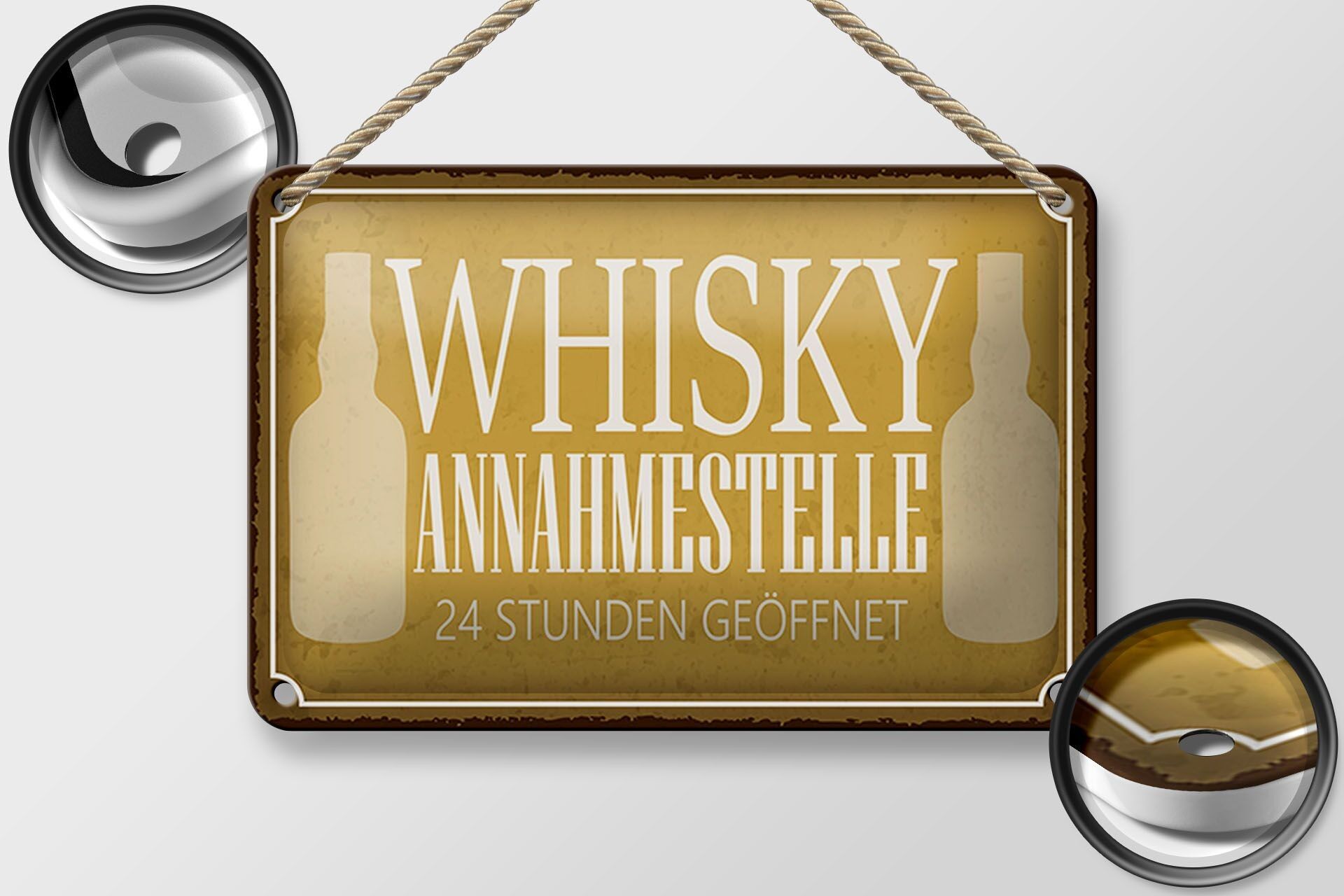 Blechschild Spruch 18x12cm Whisky Annahmestelle 24 Stunden Dekoration