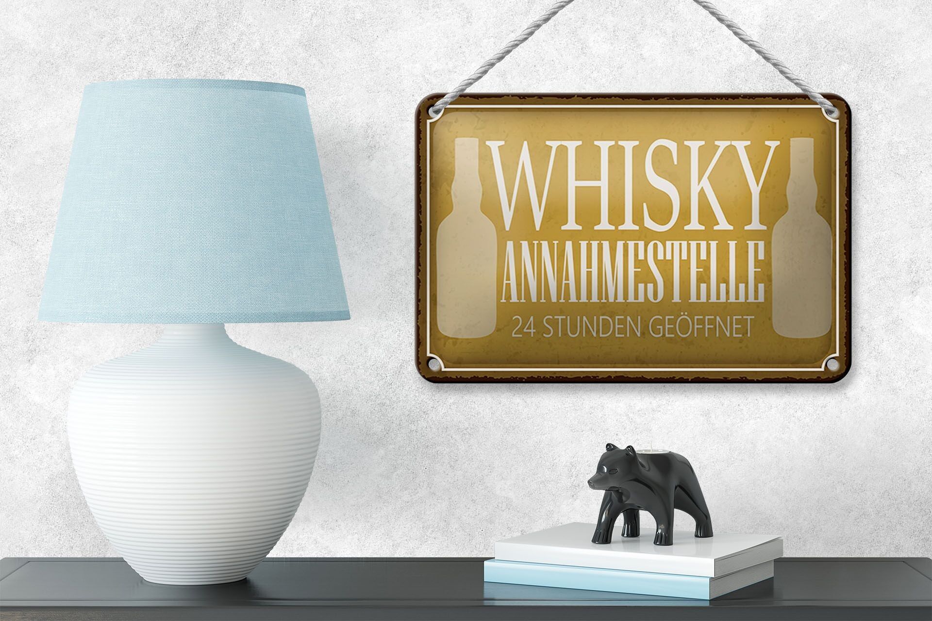 Blechschild Spruch 18x12cm Whisky Annahmestelle 24 Stunden Dekoration