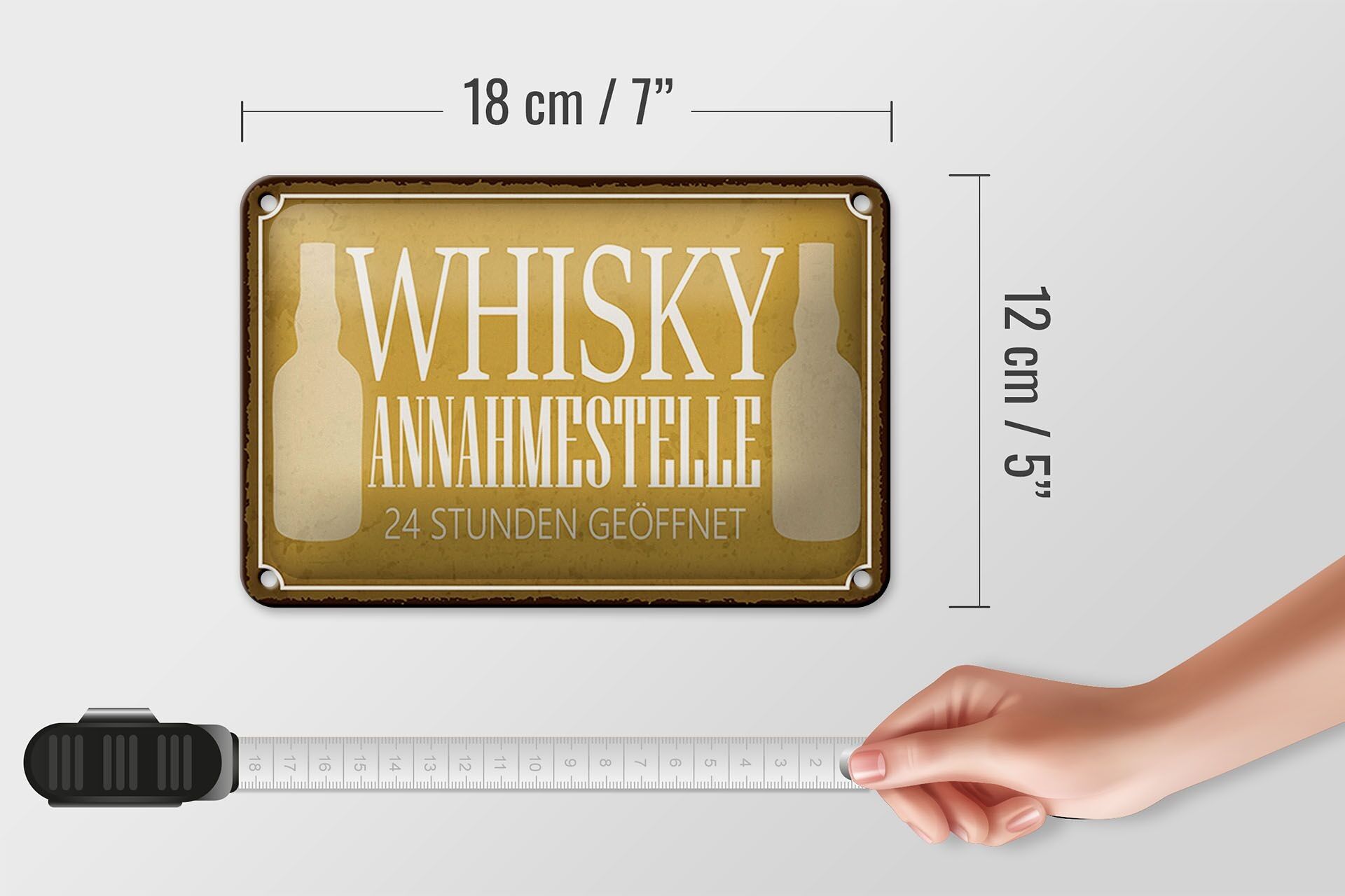 Blechschild Spruch 18x12cm Whisky Annahmestelle 24 Stunden Dekoration