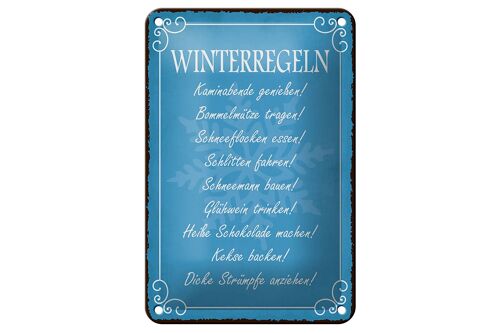 Blechschild Spruch 12x18cm Winterregel Kaminabende Glühwein Dekoration