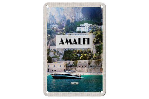 Blechschild Reise 12x18cm Amalfi Italy Meer Boot Dekoration