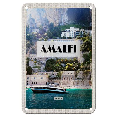 Blechschild Reise 12x18cm Amalfi Italy Meer Boot Dekoration