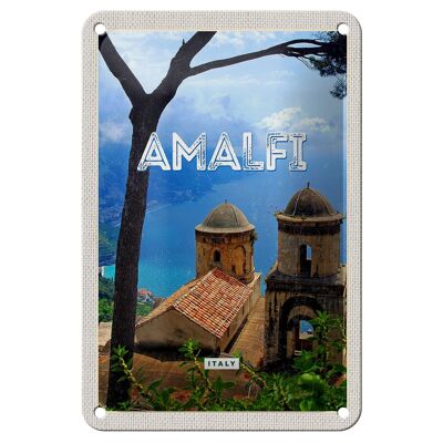 Cartel de chapa de viaje, 12x18cm, Amalfi, Italia, decoración turística de vacaciones
