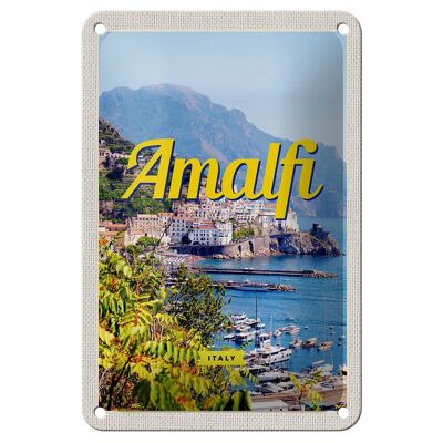 Targa in metallo da viaggio 12x18 cm Amalfi Italia Vacanza Vista Mare Decorazione