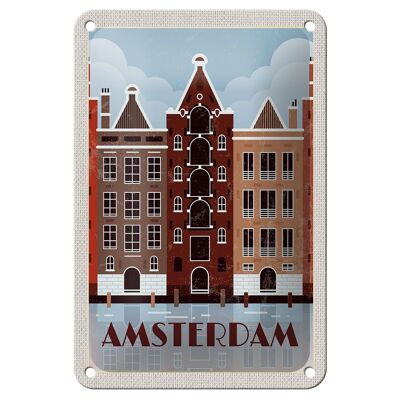 Blechschild Reise 12x18cm Amsterdam Reiseziel Geschenk Dekoration