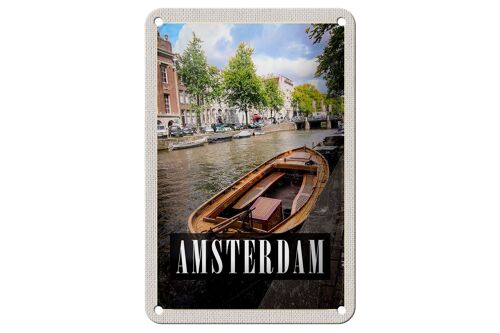 Blechschild Reise 12x18cm Amsterdam Reiseziel Boot Holland Dekoration