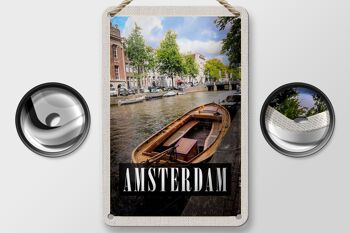 Signe de voyage en étain 12x18cm, destination de voyage d'amsterdam, bateau, décoration hollandaise 2